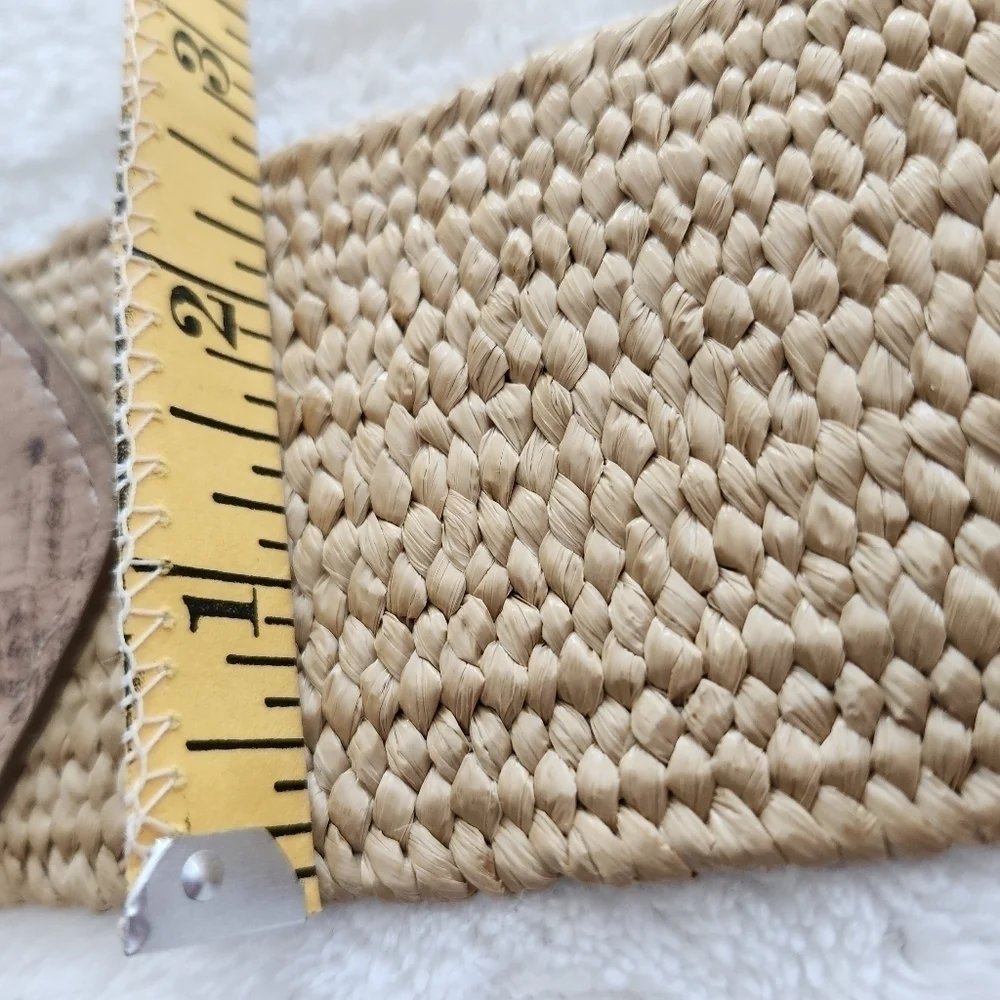Lauren Gold and Brown Woven stretch Belt with Cork Buckle